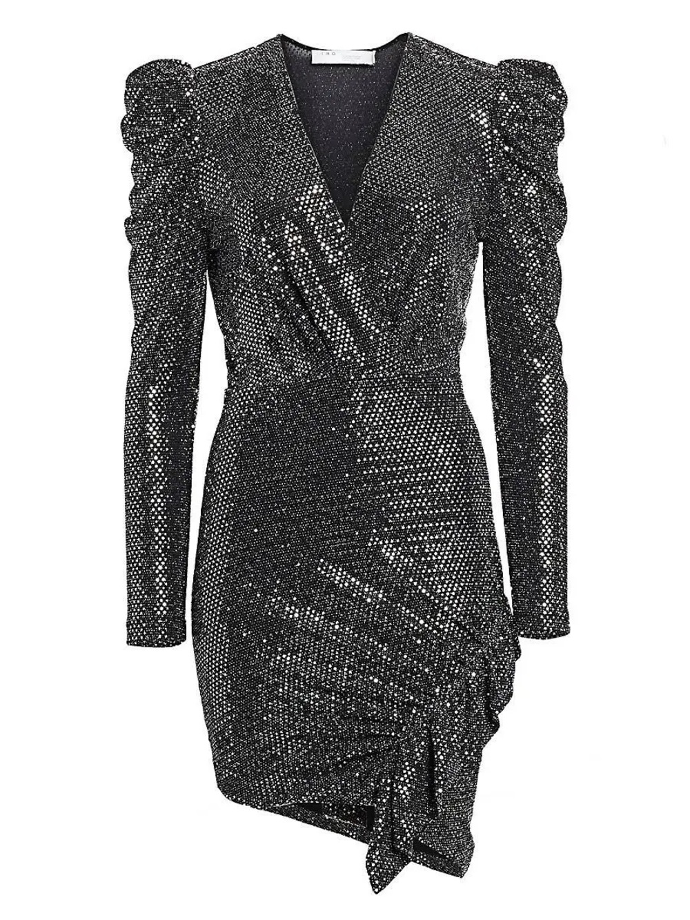 360. IRO Lou Lou Ruched Sequined Stretch-jersey Mini Dress In Black NWT